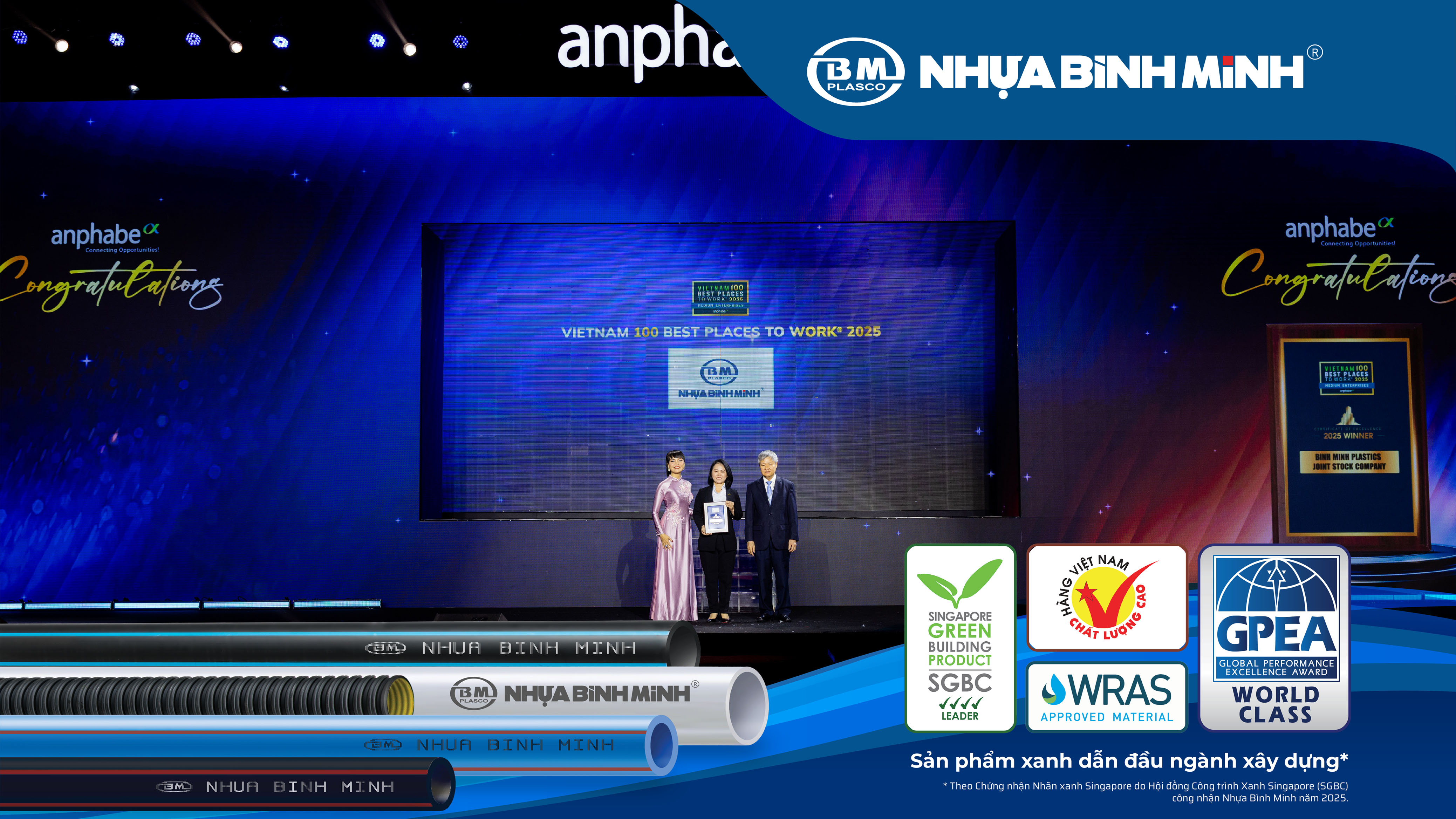 Nhựa Bình Minh nằm trong TOP 100 nơi làm việc tốt nhất Việt Nam 2025